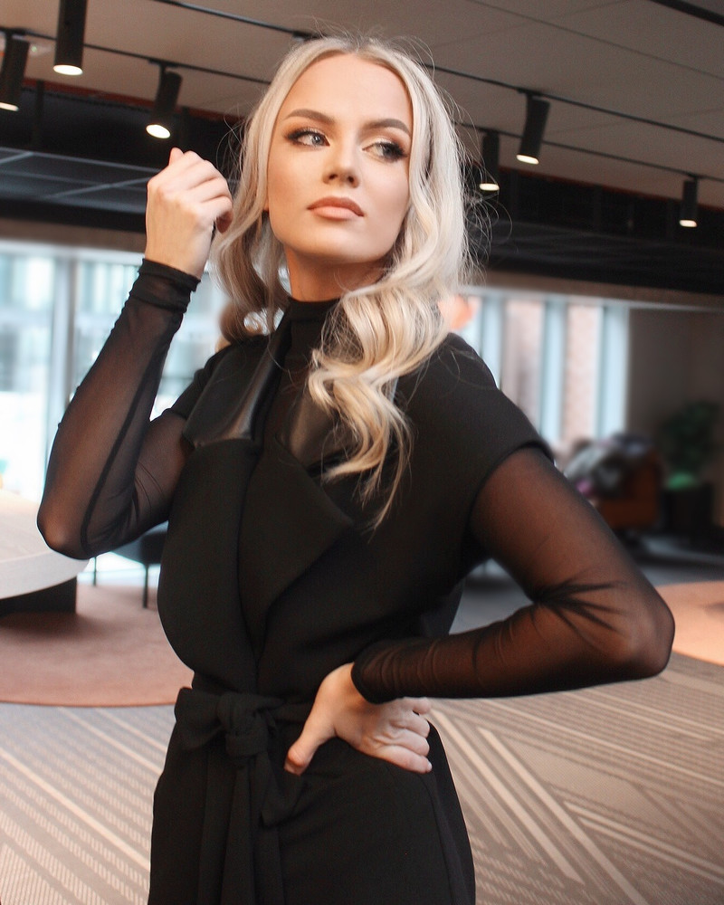 LEATHER COLLAR WRAP MIDI DRESS BLACK