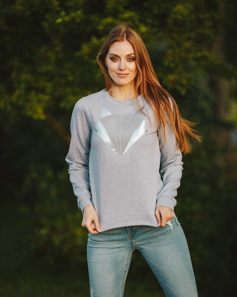 REFLECTOR FOX SWEATSHIRT LIGHT GREY