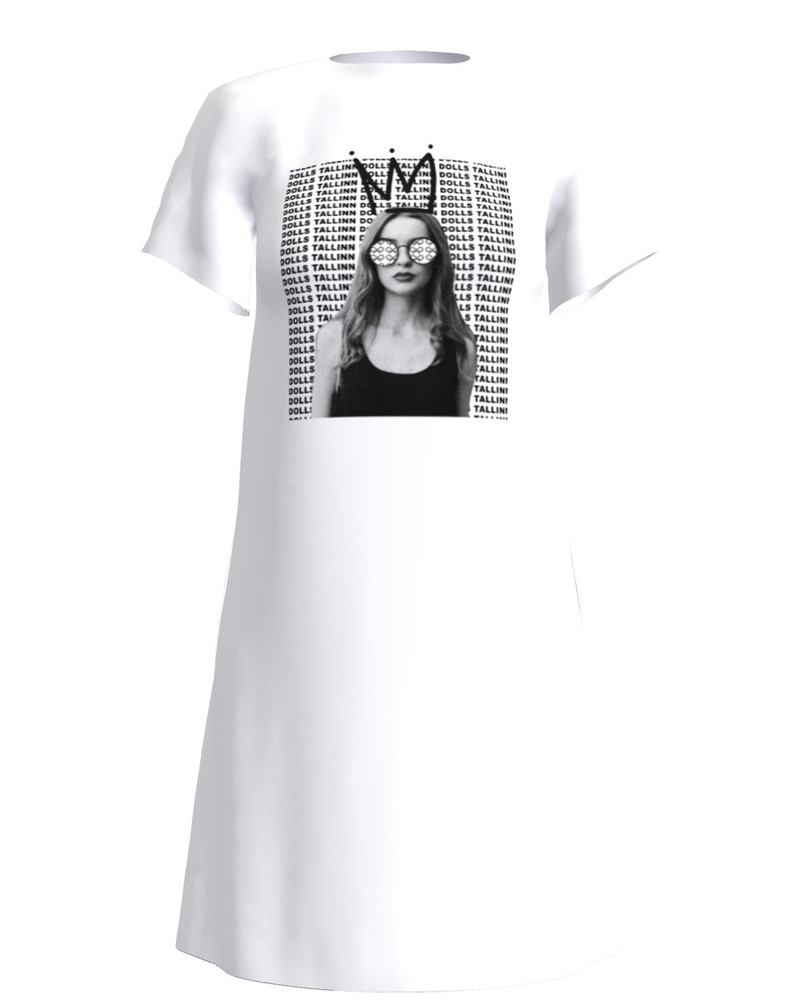 TD QUEEN PRINT DRESS WHITE
