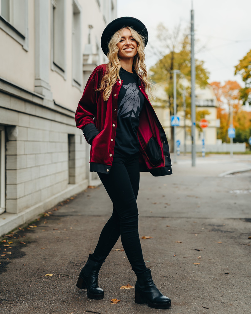 UNISEX BORDEAUX VELVET BOMBER JACKET