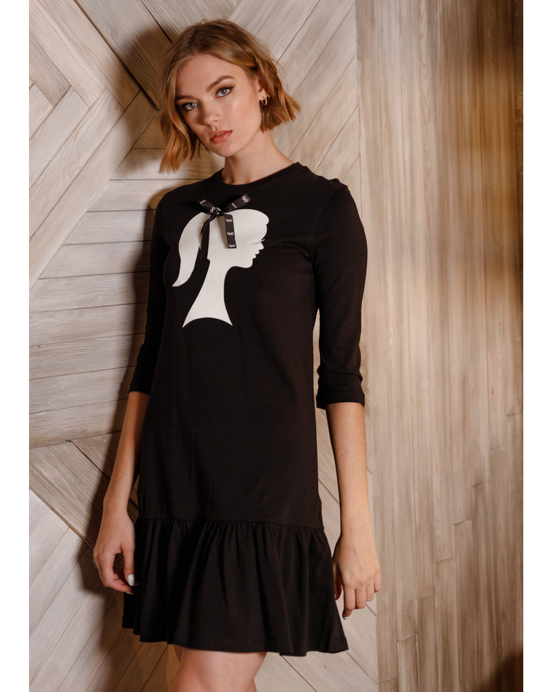 SILHOUETTE GIRL FRILL DRESS BLACK