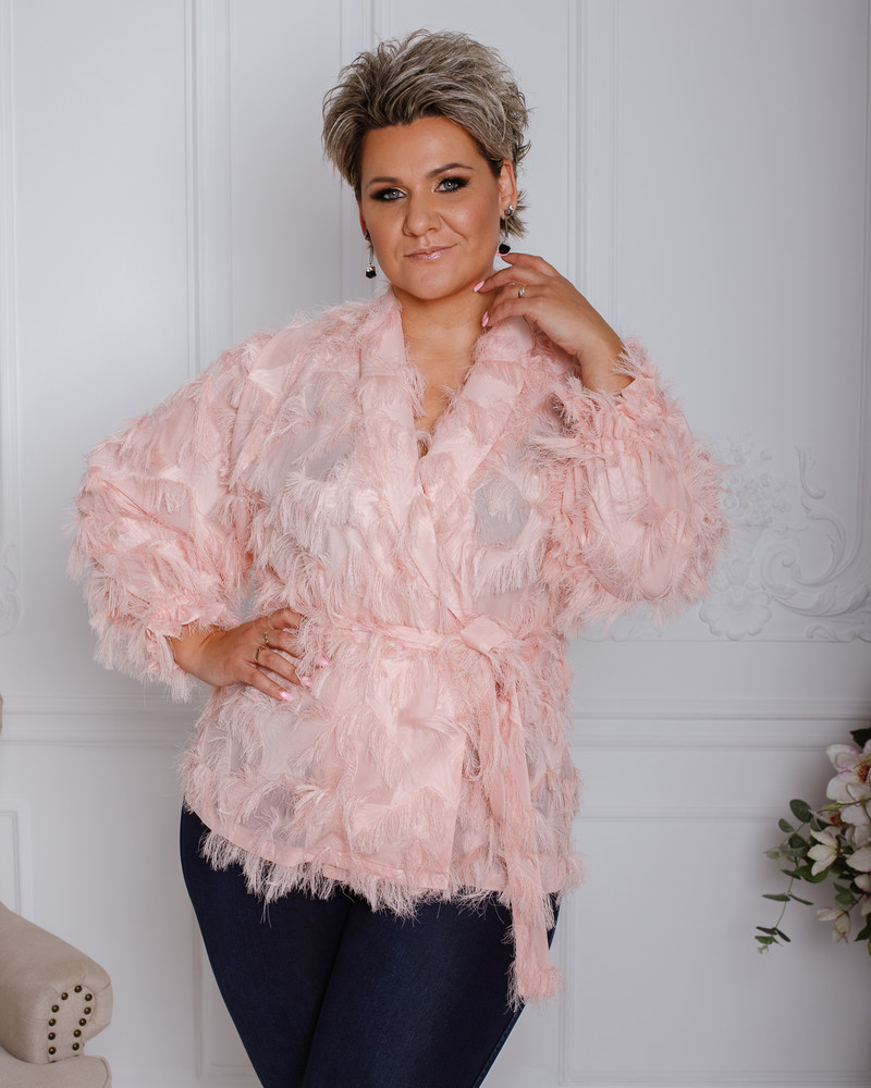 FRINGE PLUS JACKET PEACHY