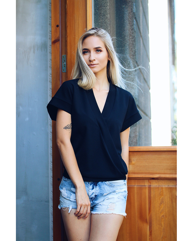 BLACK DIAGONAL LAYER SHIRT