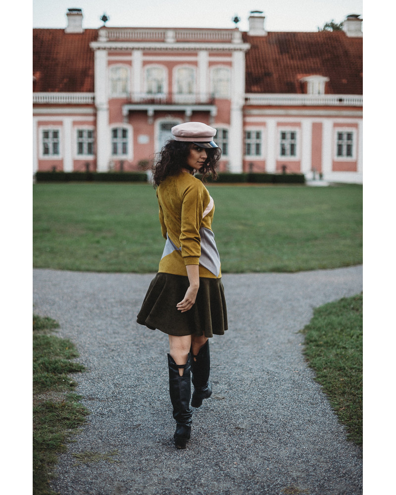MUSTARD TRIANGLE CIRCLE DRESS