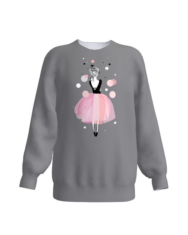 PINK GIRL KIDS SWEATSHIRT DARK GREY