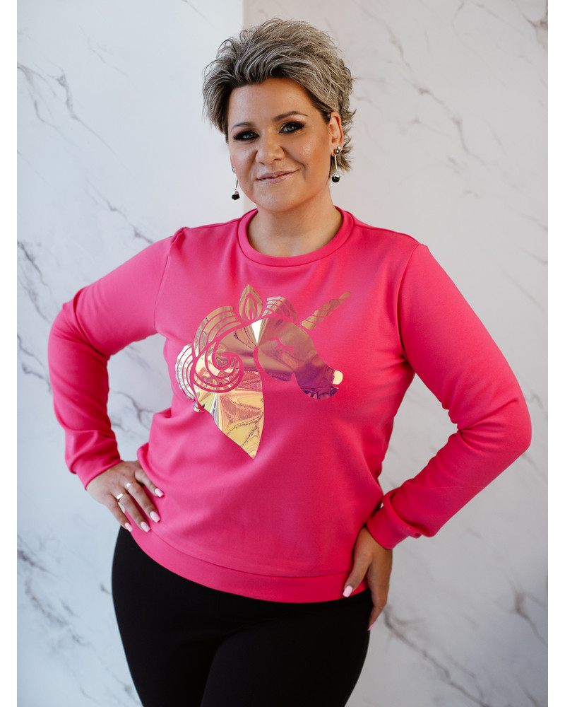 SHINY UNICORN SWEATSHIRT FUCHSIA