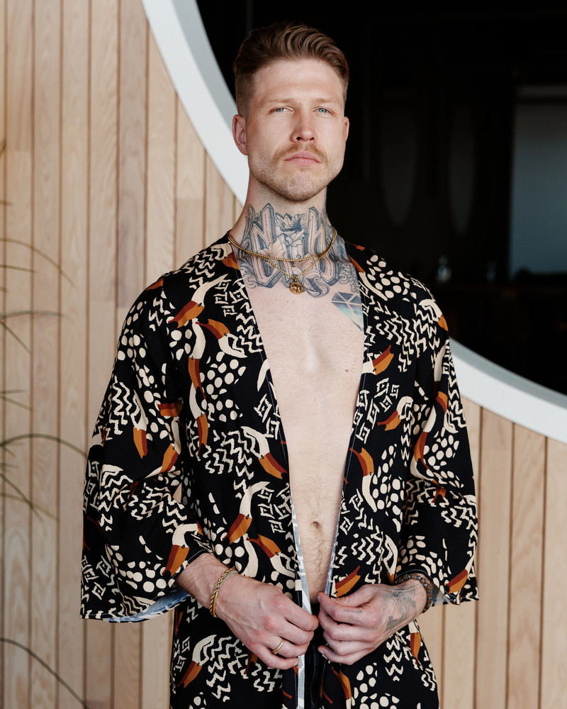 LETRIBE UNISEX KIMONO BIRDS
