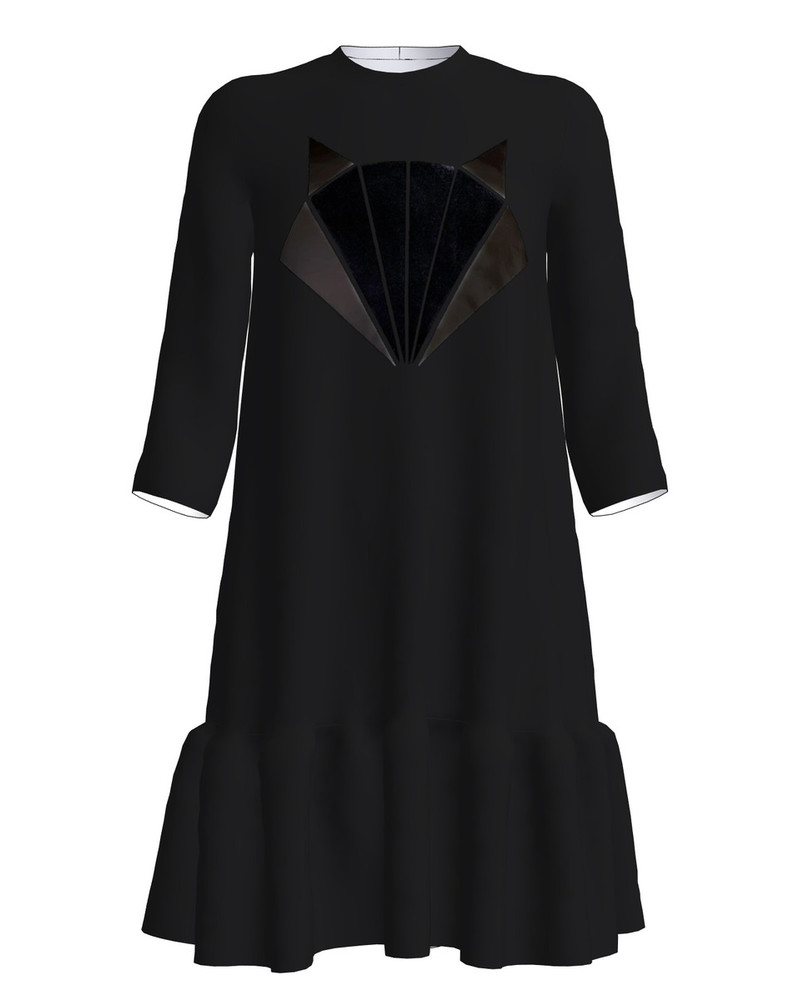 BLACK FOX FRILL DRESS BLACK