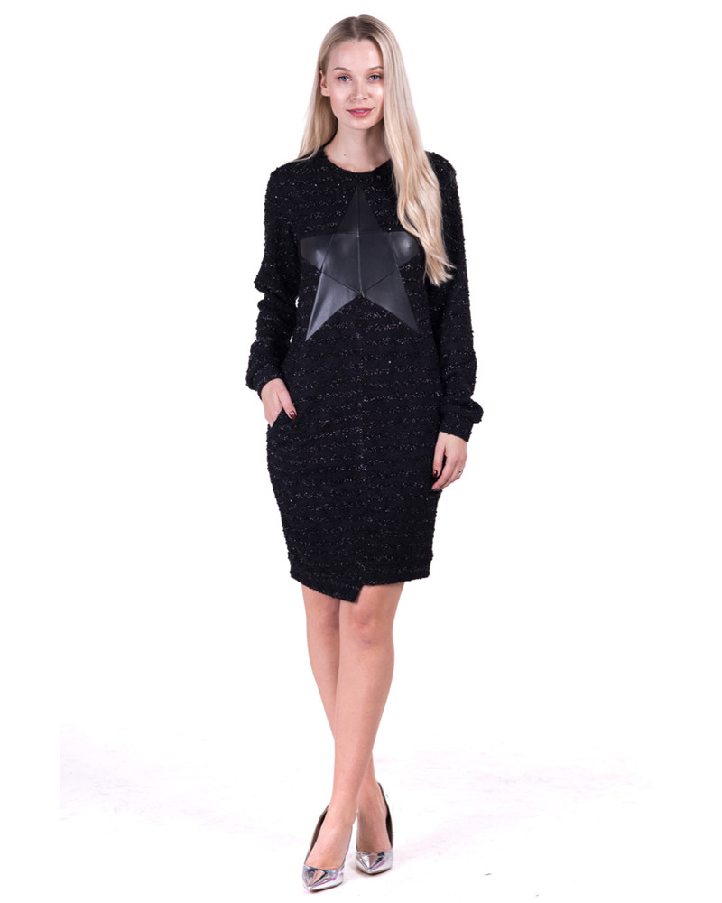 BLACK STAR COOL CUT KNIT DRESS