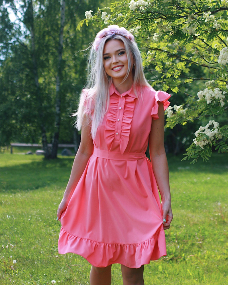 FRILL DRESS CORAL
