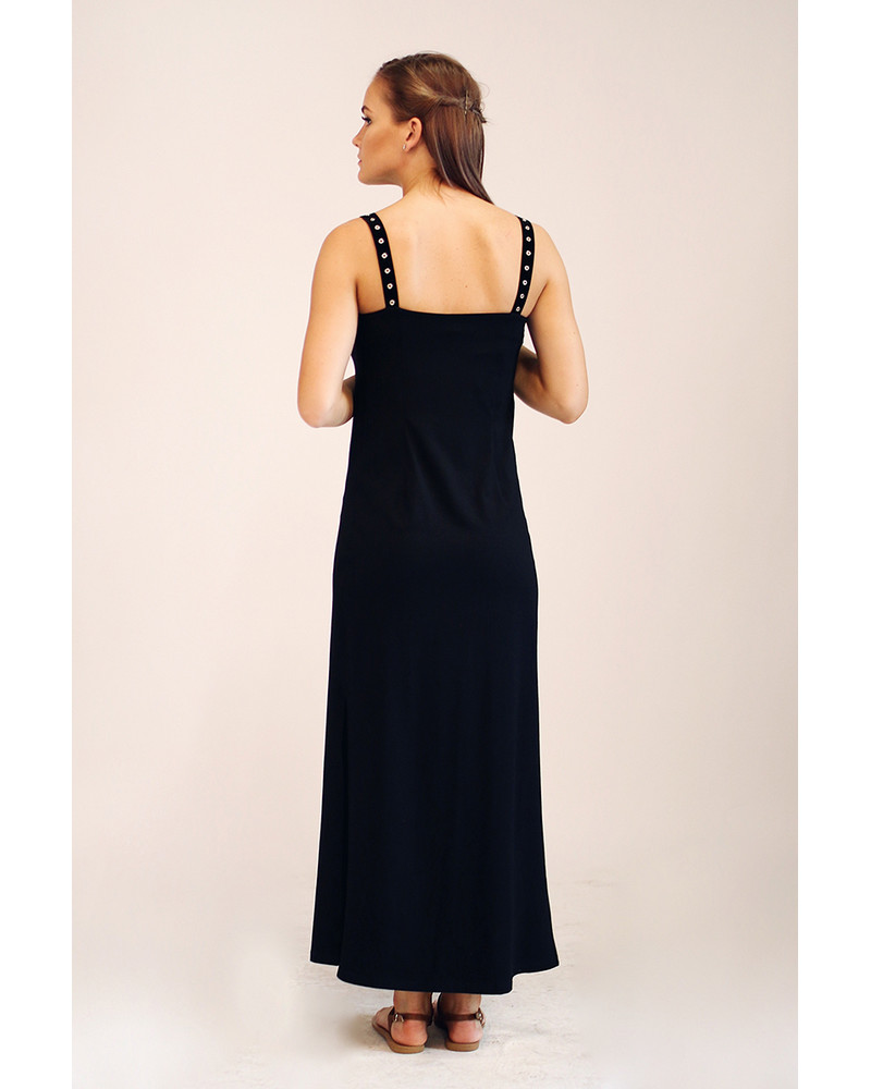 BUCKLE MAXI SLIT DRESS BLACK
