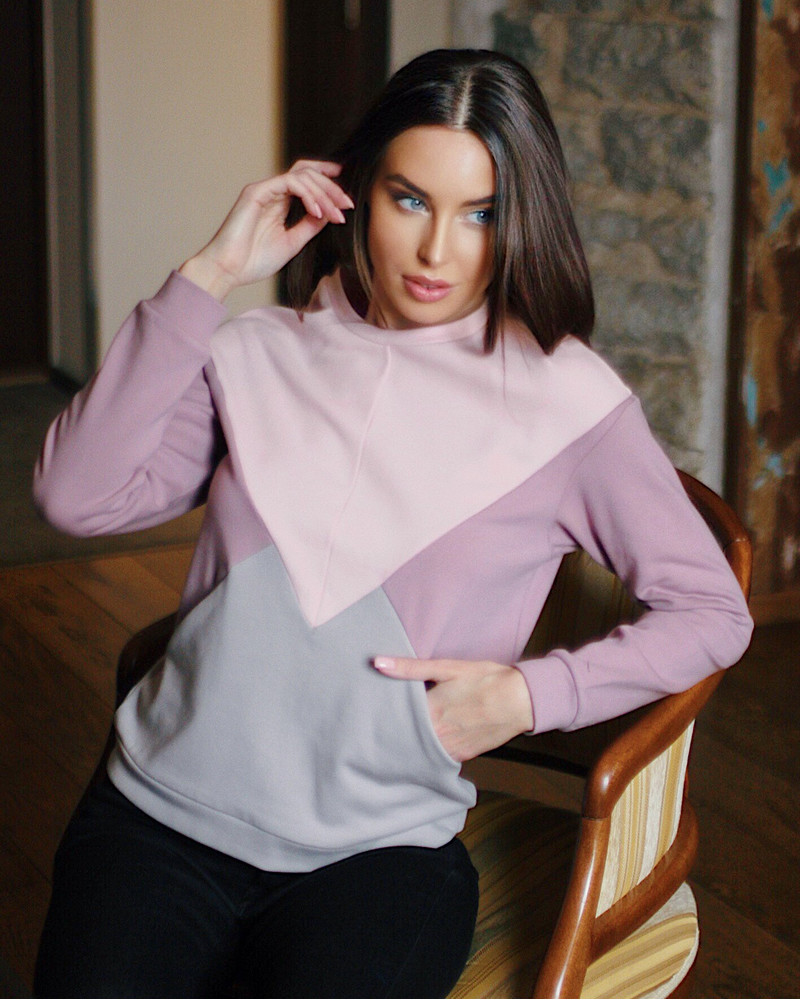 TRIANGLE POCKET SWEATSHIRT PINK GREY