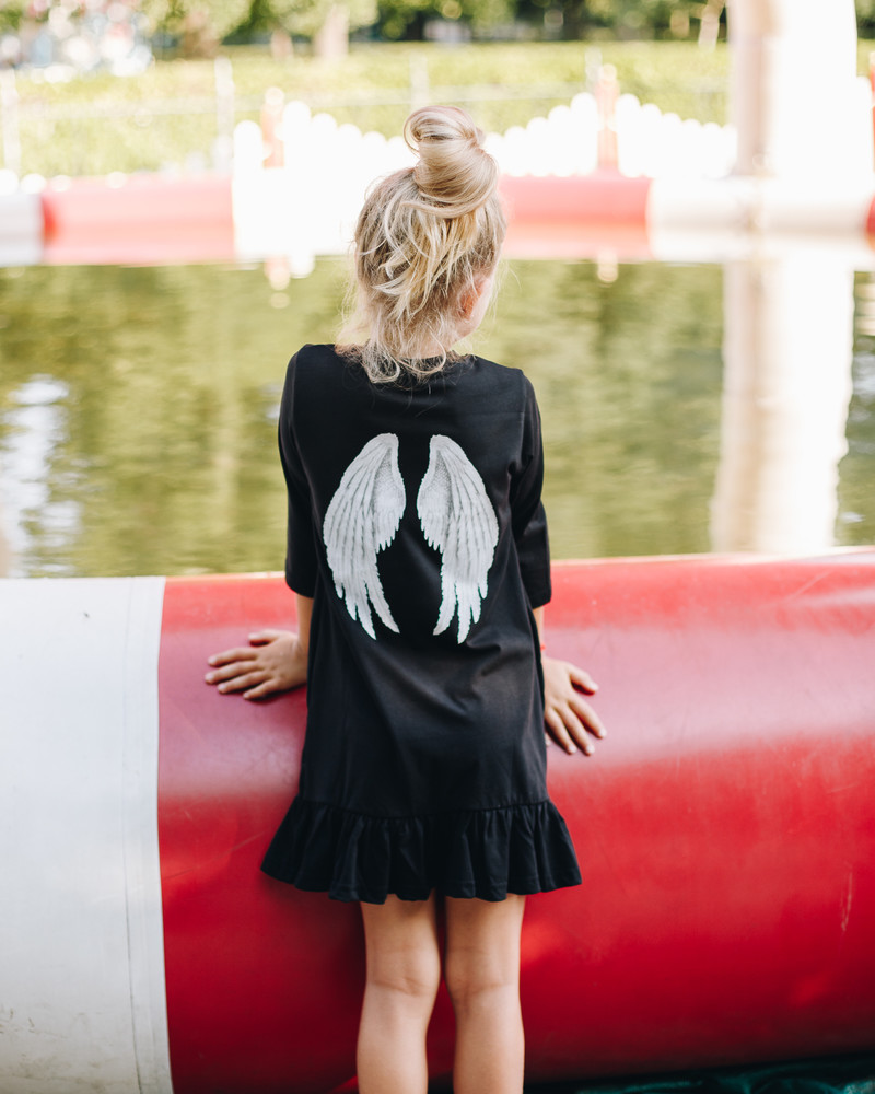 ANGEL KIDS FRILL DRESS BLACK