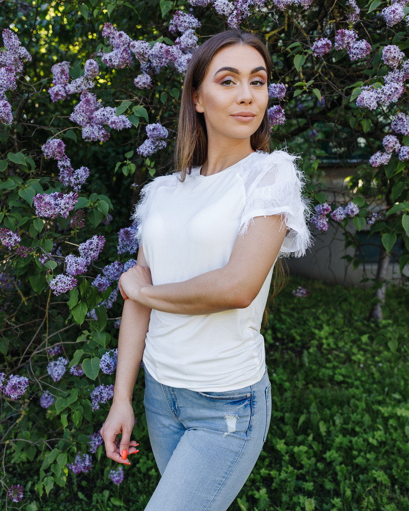 FRINGE RAGLAN T-SHIRT WHITE
