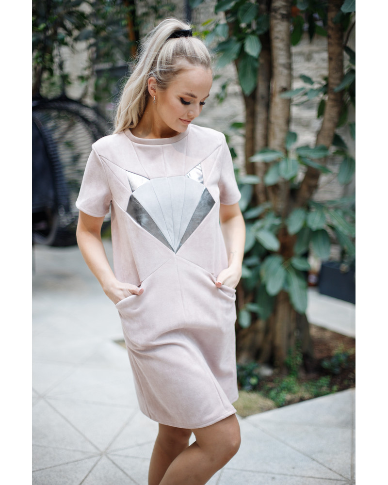 FOX POCKET MINI DRESS SUEDE BLUSH