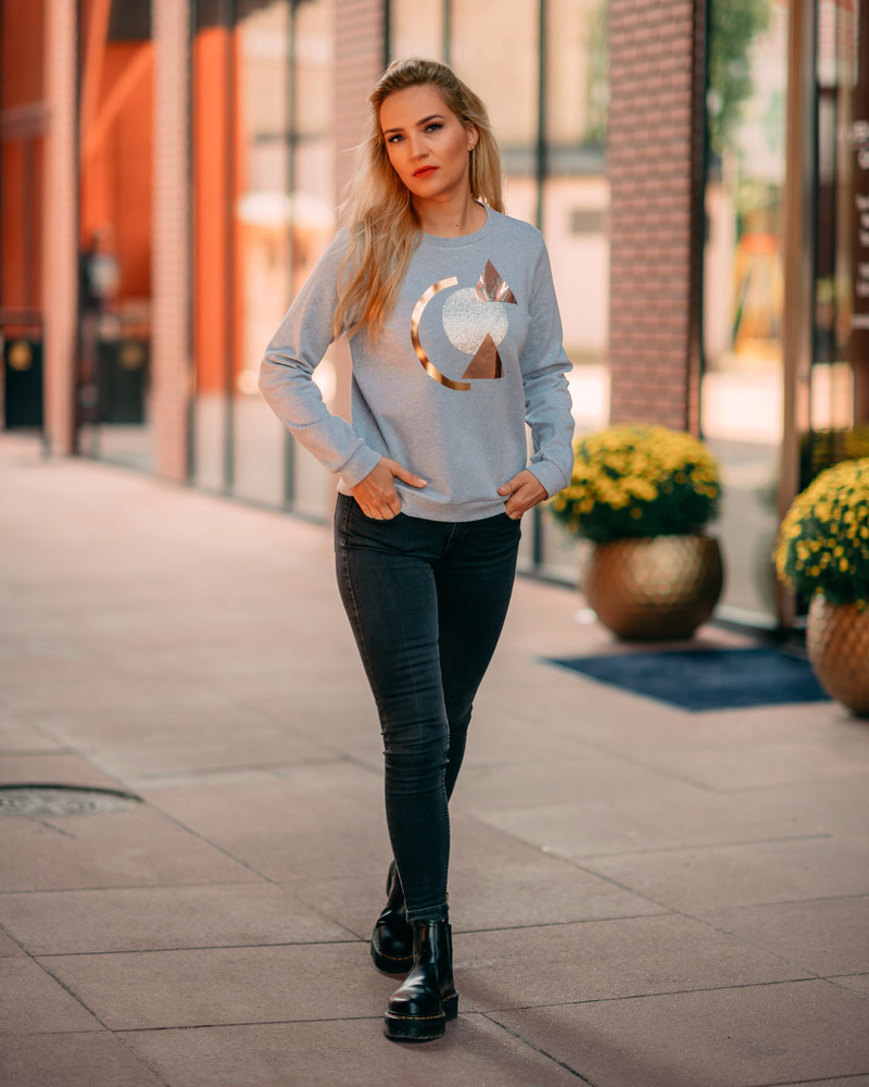 SPARKLE GOLD ABSTRACT SWEATSHIRT GREY