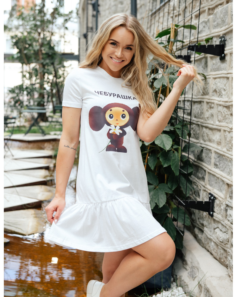 TŠEBURAŠKA FRILL DRESS WHITE
