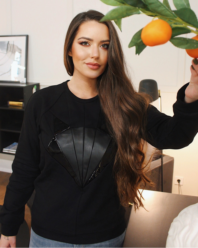 BLACK LEATHER FOX SWEATSHIRT BLACK