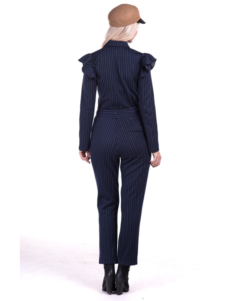BLUE STRIPE SQUARE FRILL SET