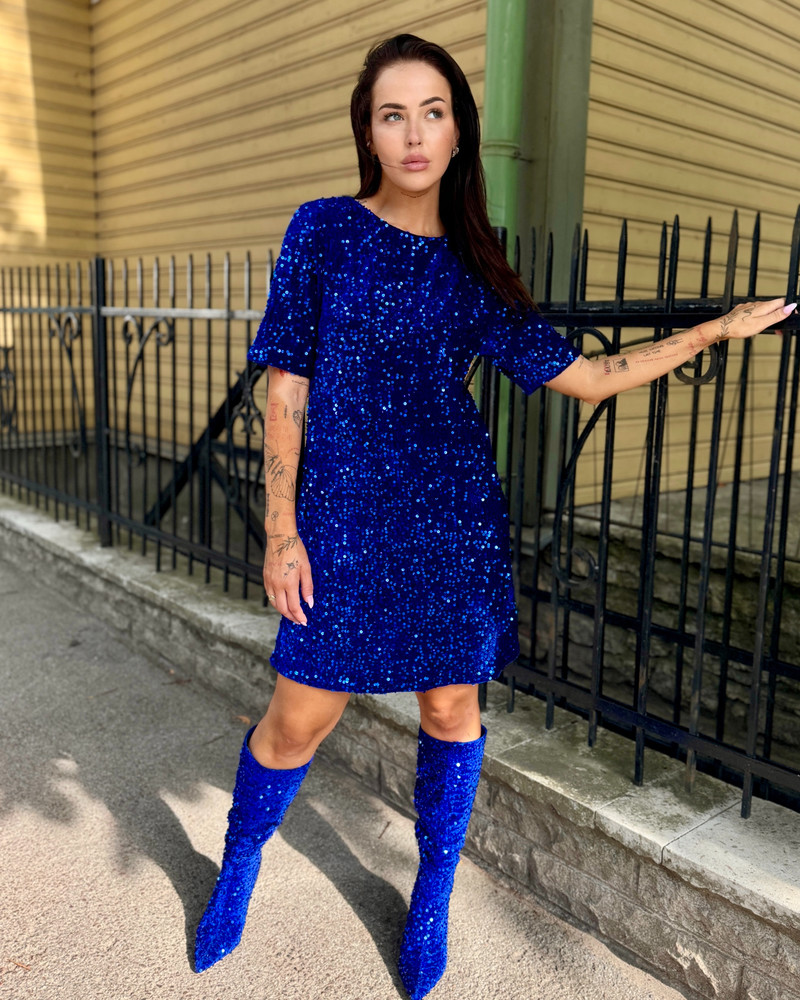 SEQUIN DRESS ELECTRIC BLUE