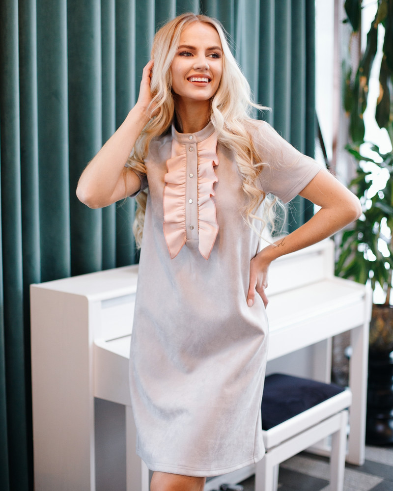 FRILL LINE DRESS GREY