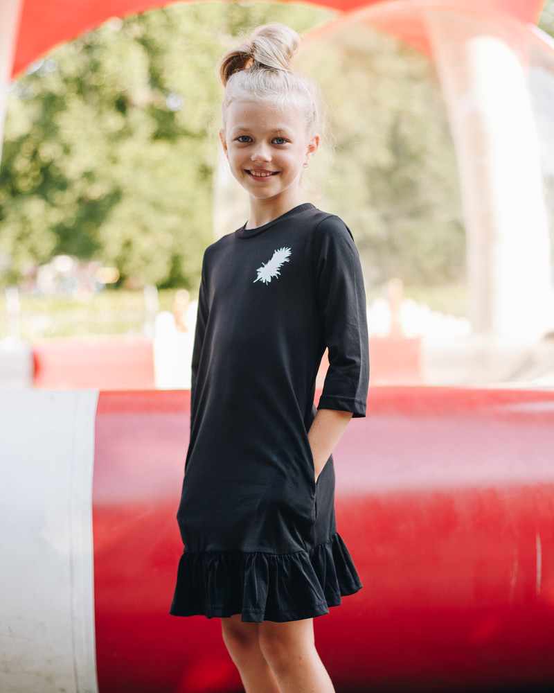 ANGEL KIDS FRILL DRESS BLACK