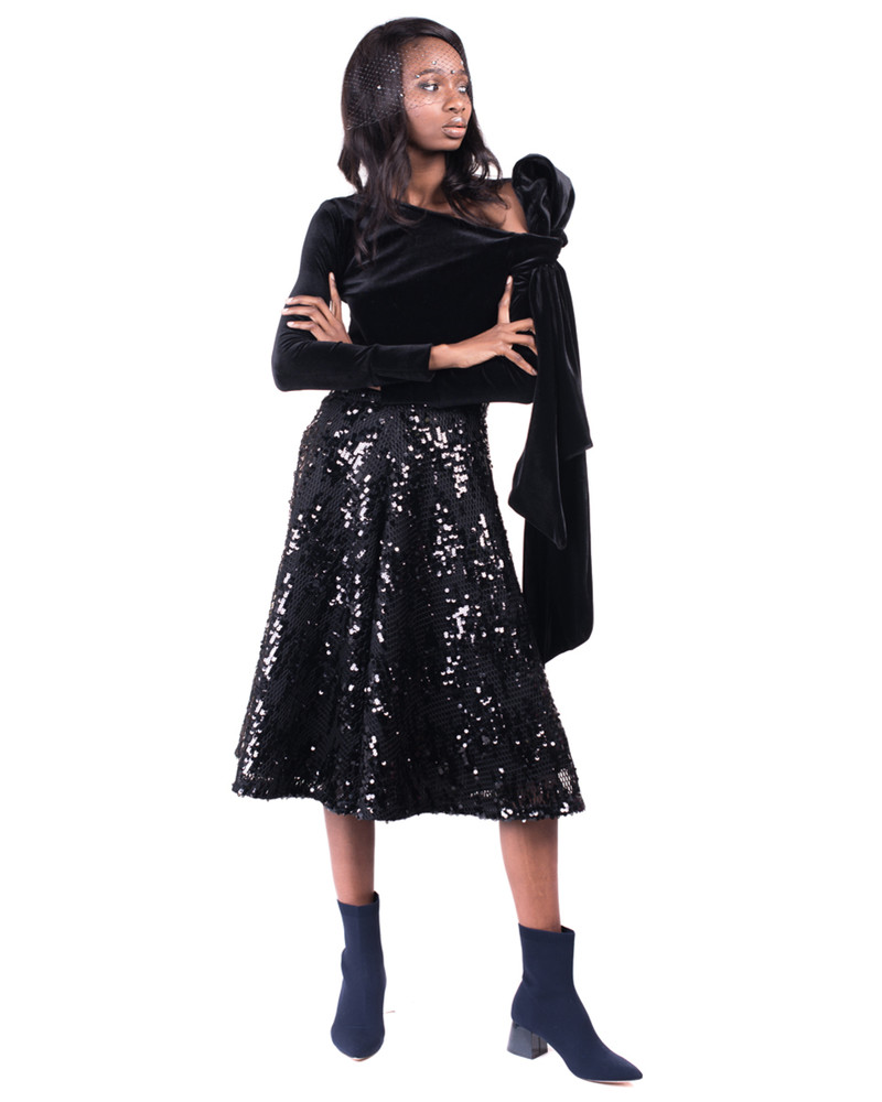 THE GREAT BEAUTY BLACK VELVET SHIRT