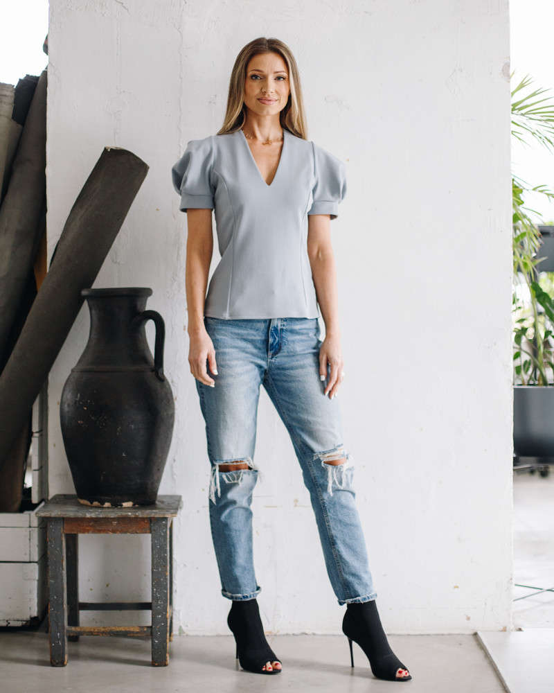 ROSE SLEEVE SHIRT GREY