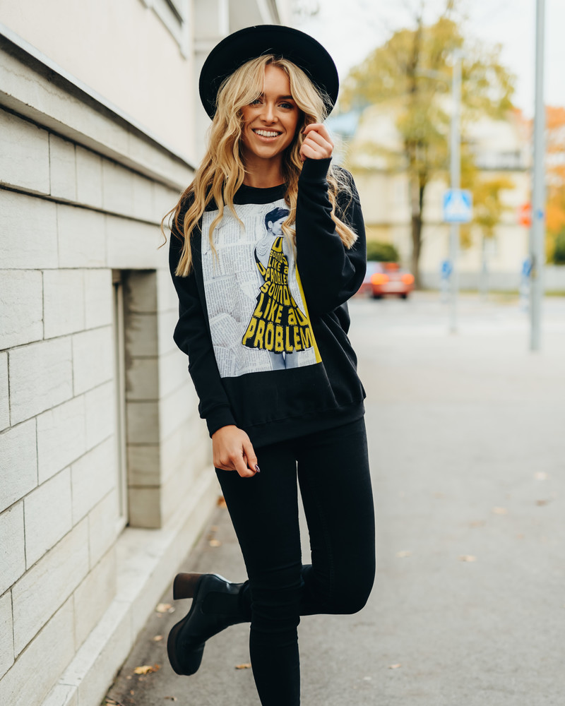 SOUNDS LIKE A a U PROBLEM RAGLAN SWEATSHIRT BLACK