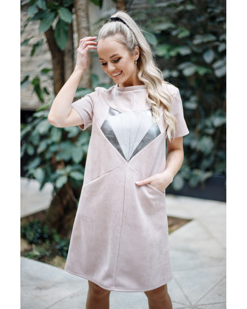 FOX POCKET MINI DRESS SUEDE BLUSH