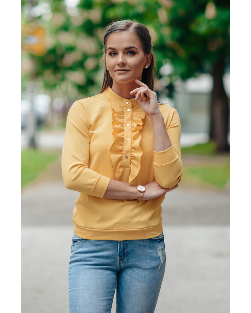 FRILL QUARTER SHIRT YELLOW