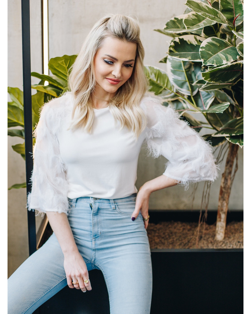 FRINGE RAGLAN SHIRT WHITE