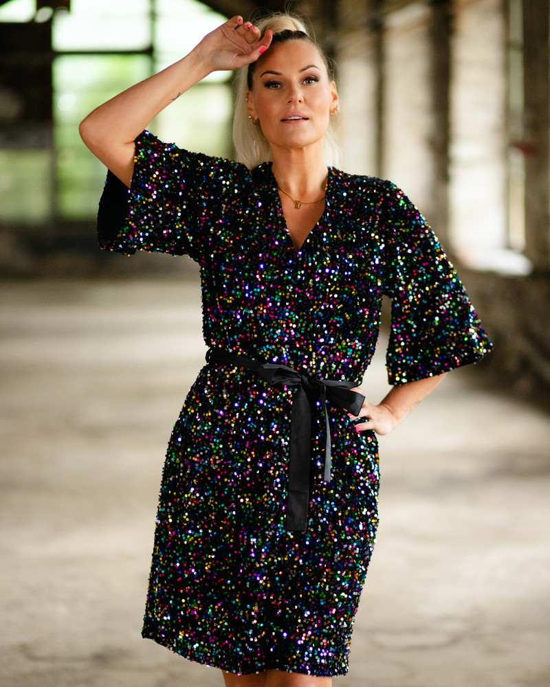 KIMONO DRESS SEQUIN COLORFUL