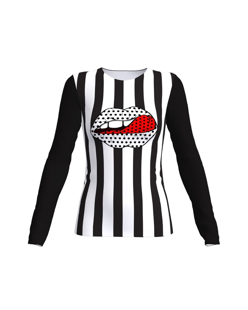 POLKA DOT LIPS BLACK&WHITE SHIRT