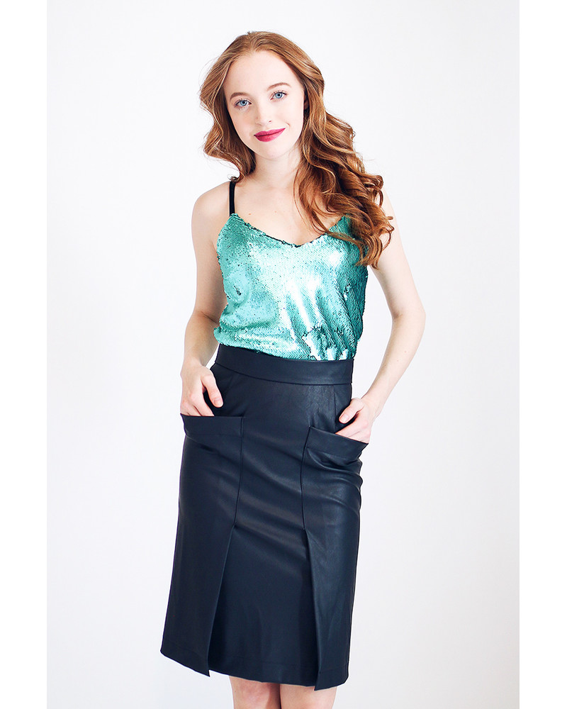 GREEN SEQUIN TOP
