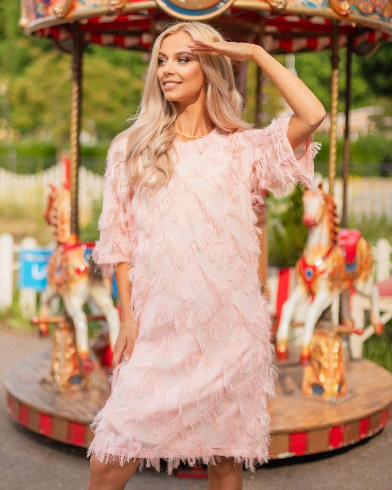 FRINGE DRESS PEACHY