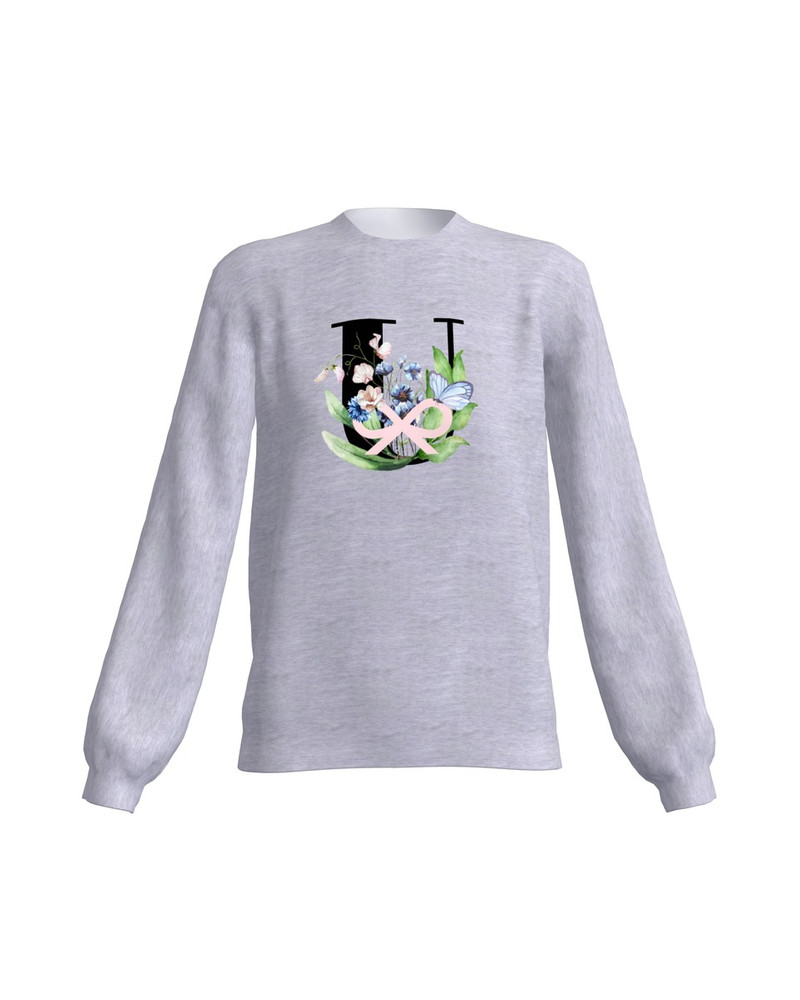 LETTER U FLORAL SWEATSHIRT LIGHT GREY
