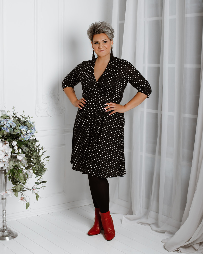 ELEGANT POLKA DOT DRESS BLACK
