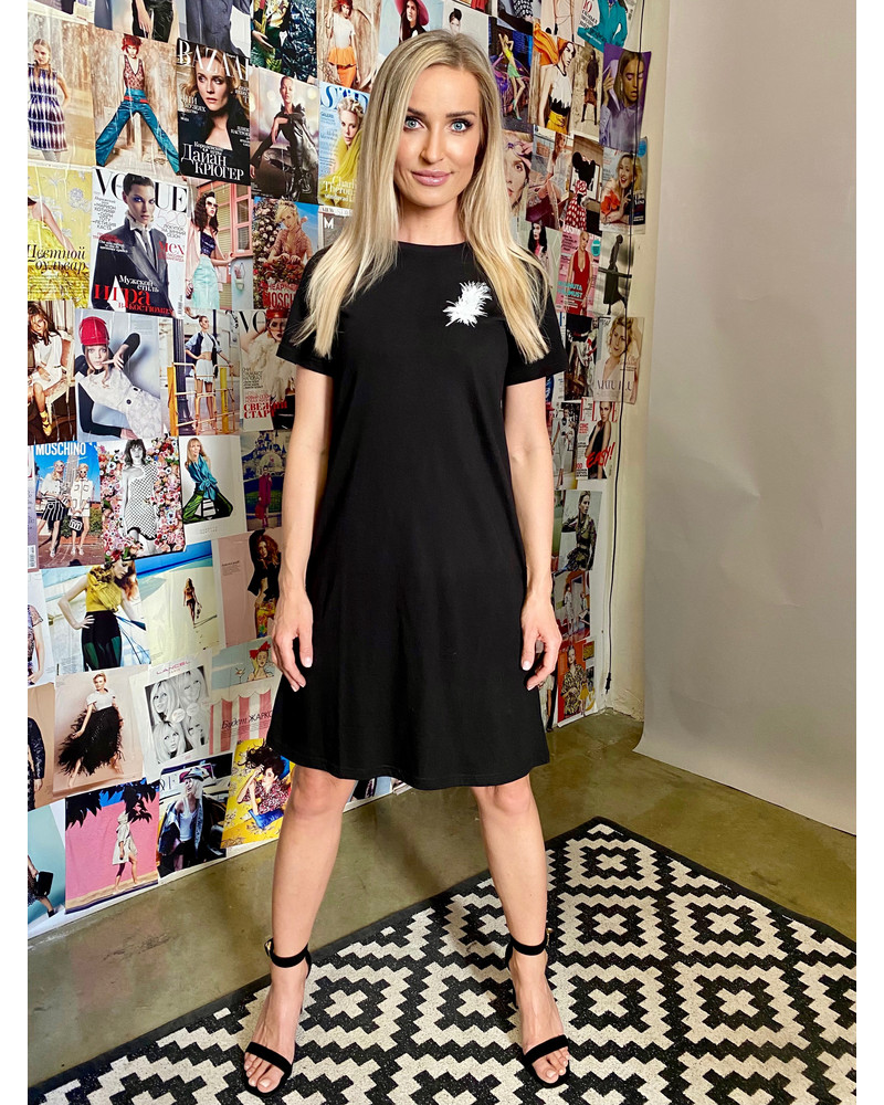 ANGEL PRINT DRESS BLACK