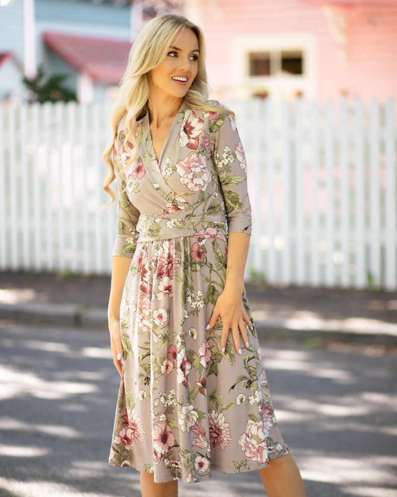 FLOWER ELEGANT DRESS GREY THIN