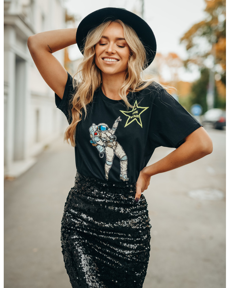 SEQUIN PENCIL SKIRT BLACK