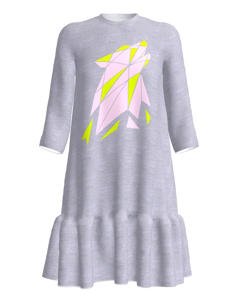COLORFUL WOLF KIDS FRILL DRESS LIGHT GREY