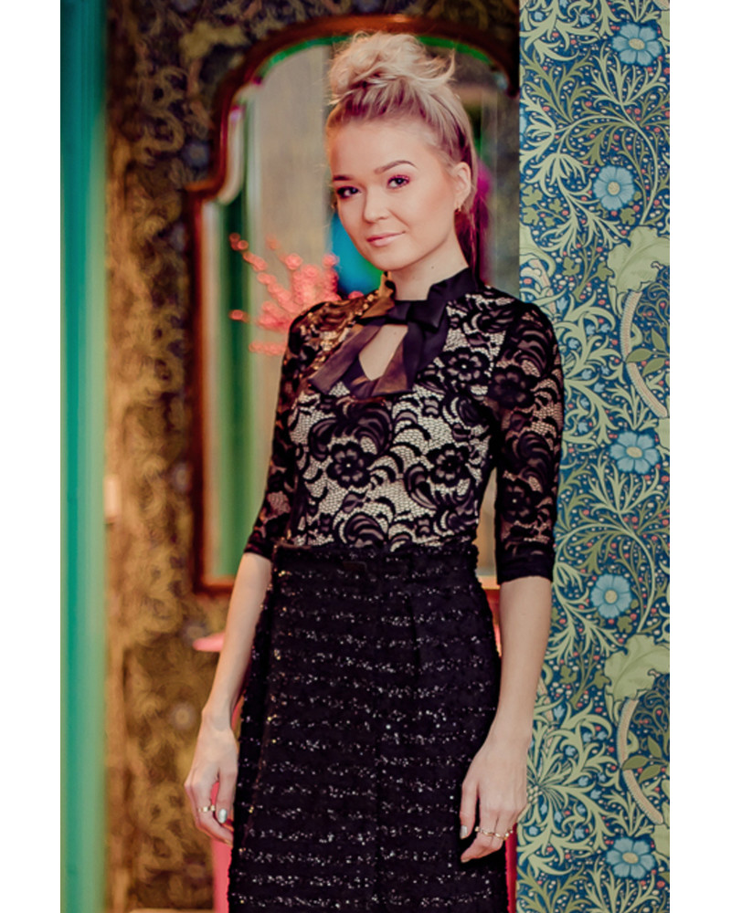 DOLLABLE SHIRT LACE BLACK