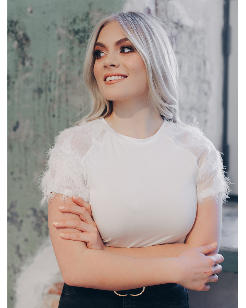 FRINGE RAGLAN T-SHIRT WHITE