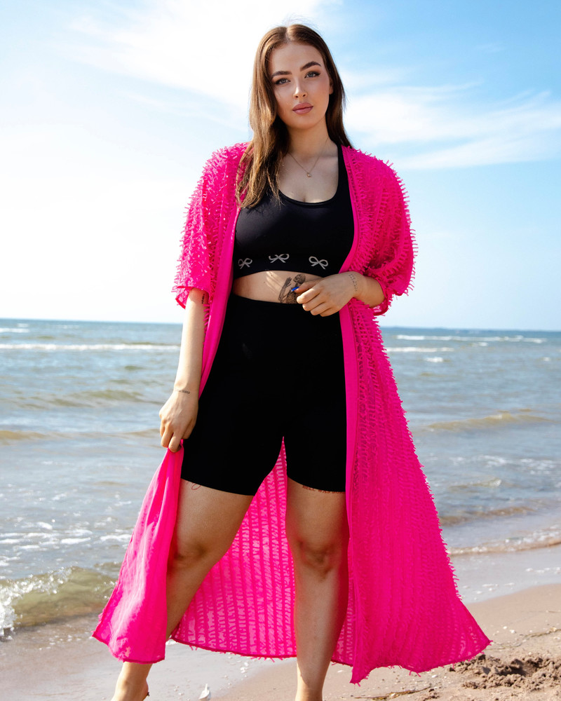 FRINGE FLYAWAY ONESIZE KIMONO FUCHSIA
