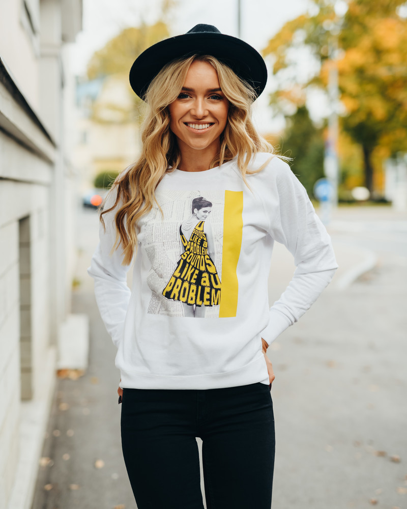 UNISEX WHITE SOUNDS LIKE A a U PROBLEM SWEATER