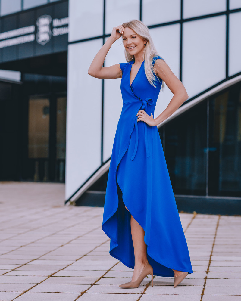 WRAP MAXI DRESS ELECTRIC BLUE