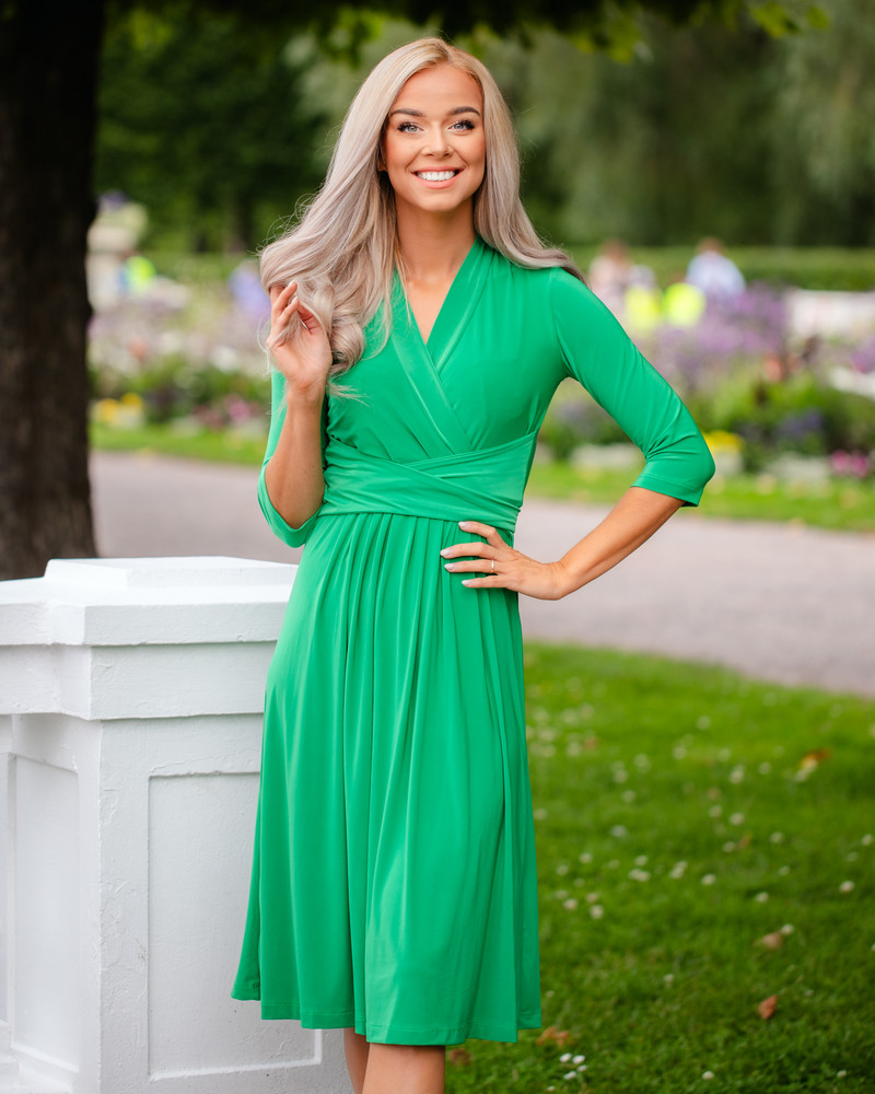 ELEGANT MIDI DRESS GREEN THIN