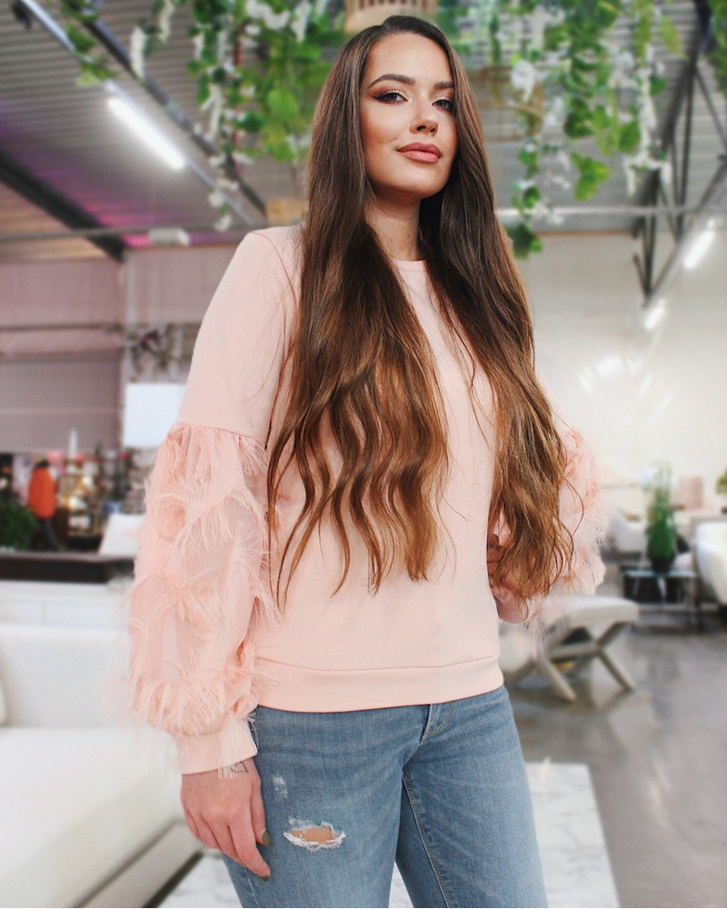 ALICE FRINGE SLEEVES SWEATSHIRT PEACHY