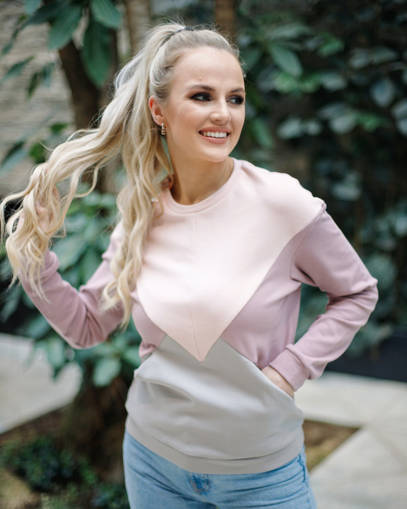 TRIANGLE POCKET SWEATSHIRT PINK GREY